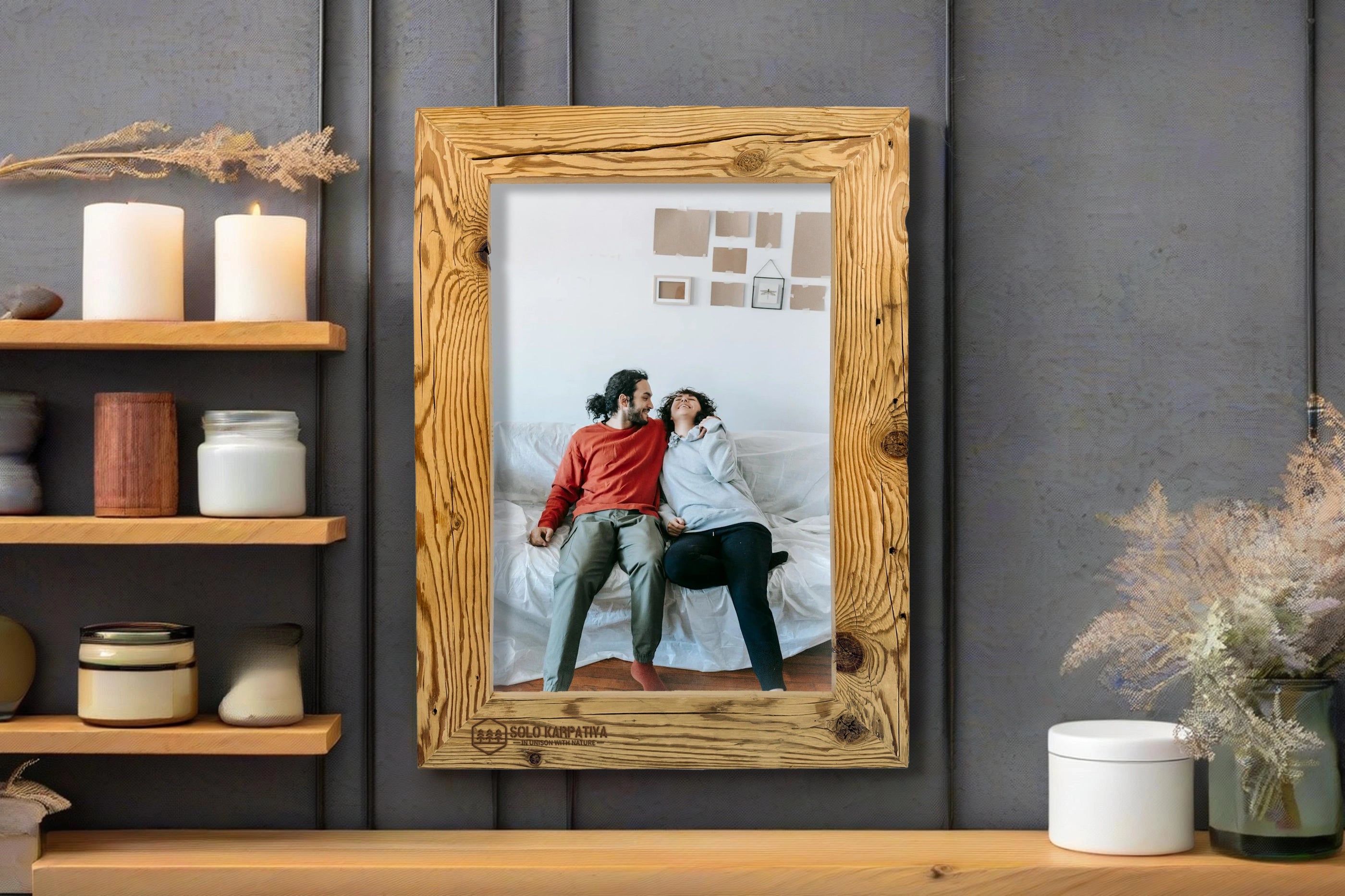 Fotorahmen aus behauenem Holz 80x30 mm