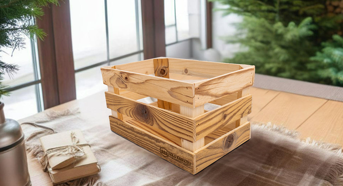 Creative use of wooden boxes for space organization