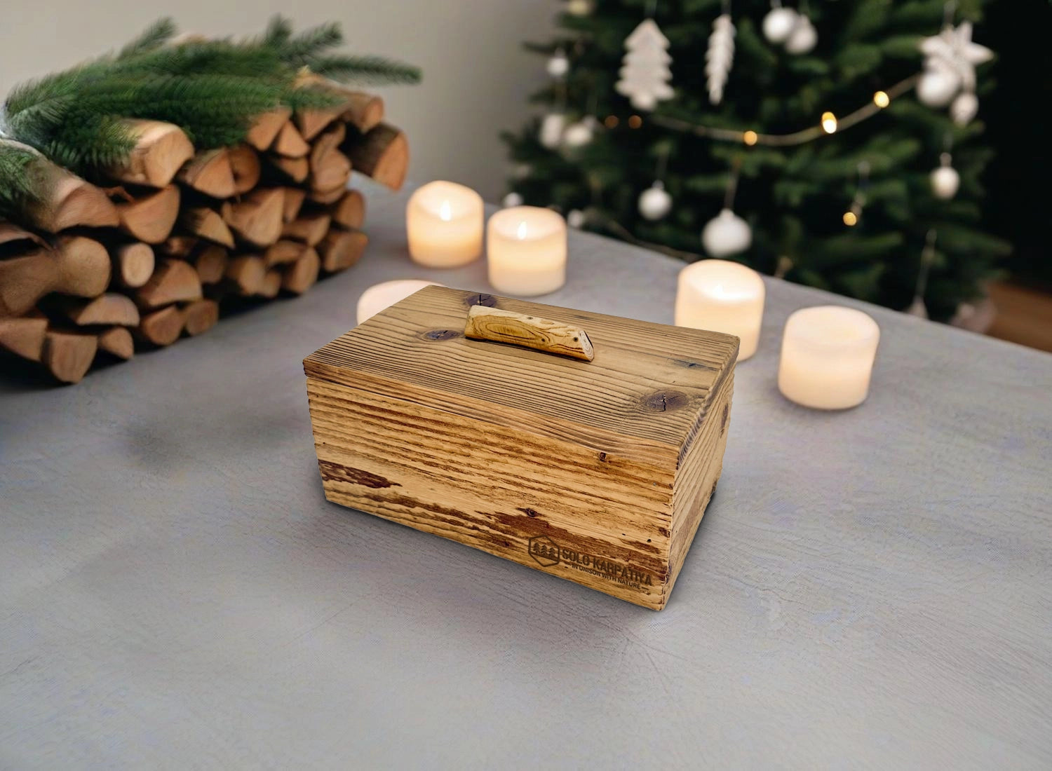 Wooden decorative box with a lid