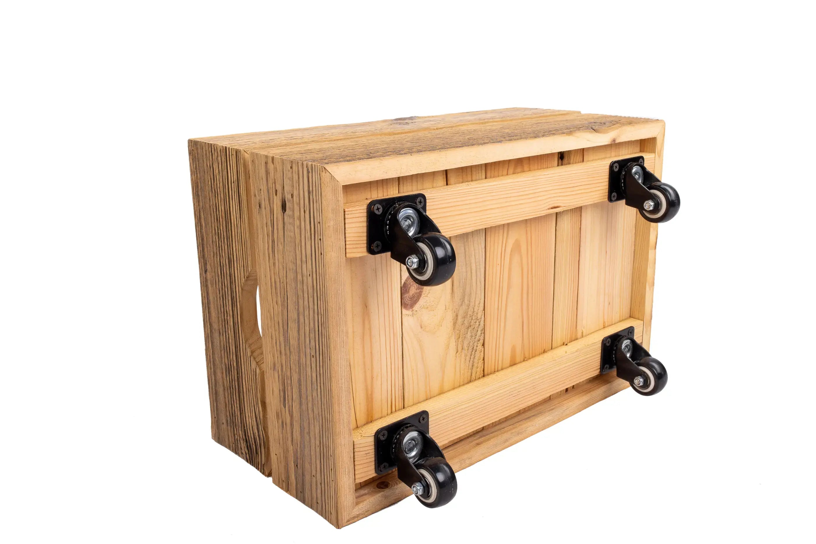 Small wooden box on wheels