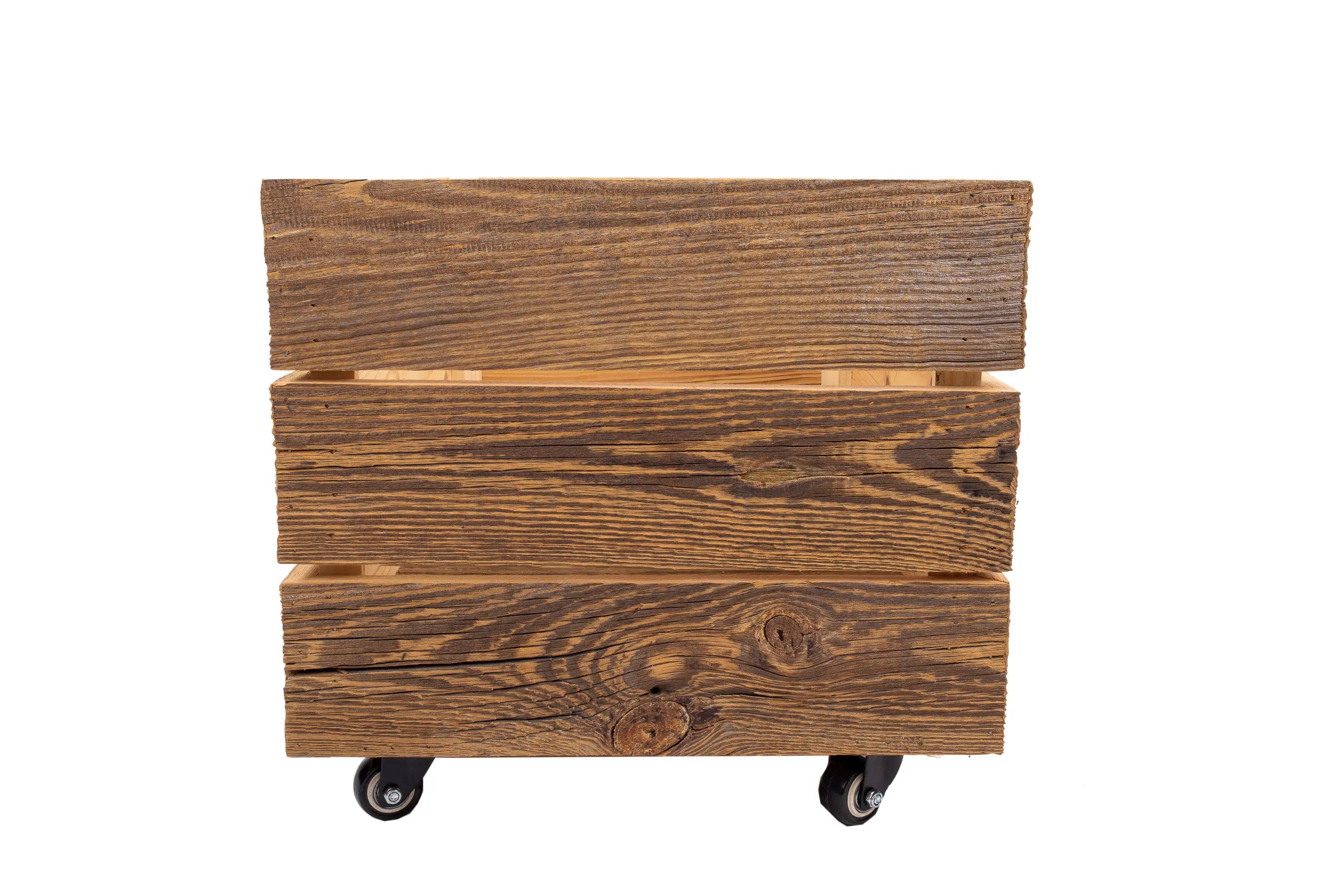 Large wooden box on wheels