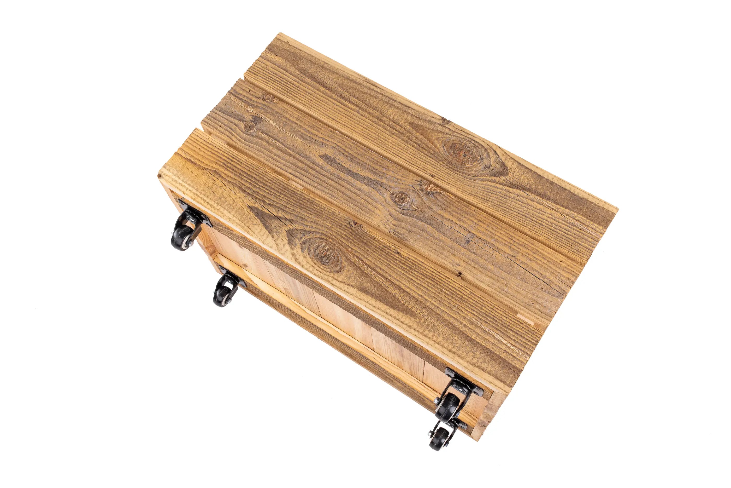 Large wooden box on wheels